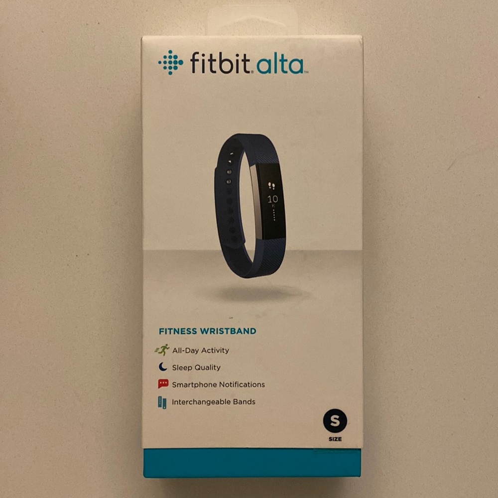 Fitbit Alta - Size Small. Stainless Steel Blue Band.